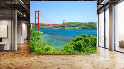 春の平戸島から見た平戸大橋　長崎県平戸市　Hirado Bridge seen from Hirado Island in spring. Nagasaki Pref, Hirado city. Wall mural